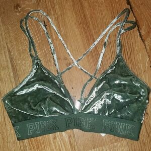 PINK Victoria's Secret Velvet Bralette in Green